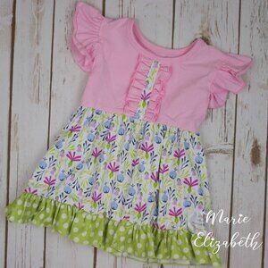 Marie Elizabeth pink and green floral dress 6 Girls